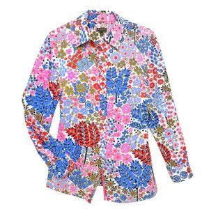 TALBOTS CLASSIC FLORAL BLOOMCORE SHIRT BLOUSE PREPPY CASUAL BUTTON FRONT MEDIUM